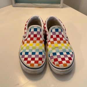 Vans rainbow slip ons
